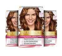 L'Oréal Paris Tinte permanente para el cabello, cobertura 100% de canas, set de tinte para el cabello con coloración, champú y crema de cuidado triple de color, Excelencia, 6,41 marrón caramelo claro,
