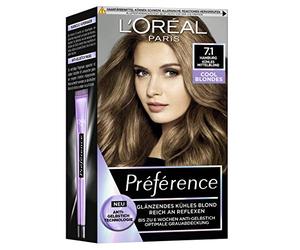L'Oréal Paris - Tinte permanente para el cabello con resultado rubio frío, set de tinte para el cabello con bálsamo de cuidado anti-amarillo, Préférence rubio medio frío (Hamburgo), 1 unidad