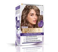 L'Oréal Paris - Tinte permanente para el cabello, triple cuidado, contra los tonos amarillentos, cubre el cabello 100 % blanco - Excellence Cool Creme - Tono: Ultra Ash Blonde (7.11)