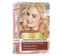 L'Oréal Paris - Tinte permanente para todos los tonos de piel, sin amoniaco, universal nude con cobertura total de canas, crema Excellence Cream, #10U Rubio claro (rubio)
