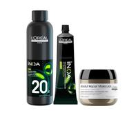 L'Oréal Professionnel INOA Kit Tinte, Oxidante y Mascarilla, Tono 7 | Kit INOA: tinte sin amoníaco 60ml, oxidante 20 vol (6%) 237ml y mascarilla Absolut Repair Molecular 75ml