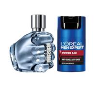 L'Oréal Rutina para hombre, Men Expert Crema hidratante antiarrugas + Diesel Only the Brave Eau de Toilette, 50ml + 35ml