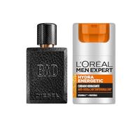L'Oréal Rutina para hombre, Men Expert Crema hidratante antifatiga + Bad Eau de Toilette, 50ml + 50ml