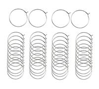 LOREC 200 Piezas Plata Marcadores de Copas de Vino 30x25 mm Anillos de Cristal Aleación Encantos para Pendiente Fabricación