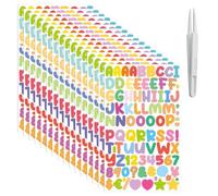 LOREC 30 Hojas Pegatinas de Letras Autoadhesivas Pegatinas de Números Letras de Vinilo Pegatinas de Números y Letras Adhesivas con 1 Piezas Tweezers para Álbumes de Fotos Tarjetas de Felicitación-2