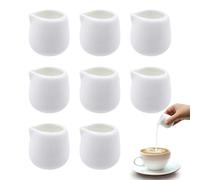 LOREC 8 Piezas Mini Jarra de Leche Porcelana Mini Jarras de Crema Sin Asa Jarras de Leche De Cerámica Jarra de Leche Porcelana Blanca para Ensaladas Té Café Leche