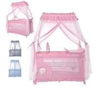 Lorelli cuna de viaje Magic Sleep, 2 niveles, capota, móvil, cambiador, plegable, color:rosa