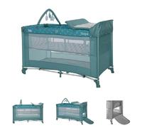 Lorelli cuna de viaje Torino plus, 2 niveles, cambiador, arco de juego, ruedas, color:verde