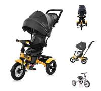 Lorelli Tricycle Neo 4 en 1 neumático, biela de Empuje, Asiento Giratorio, Ajustable, Color:Amarillo