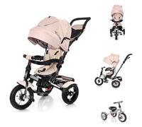 Lorelli Tricycle Neo 4 en 1 neumático, biela de empuje, asiento giratorio, ajustable, color:beige-negro