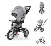 Lorelli Tricycle Neo 4 en 1 neumático, biela de empuje, asiento giratorio, ajustable, color:gris/negro