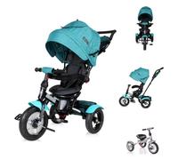 Lorelli Tricycle Neo 4 en 1 neumático, biela de empuje, asiento giratorio, ajustable, color:negro claro verde