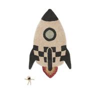 Lorena Canals Affombra Infantil Lavable de algodón Cohete 85 x 135 cm, Beige, Negro, Multicolor - Alfombra Algodon Lavable Salon - Alfombra Bebe habitacion - Alfombra Infantil habitacion pequeña
