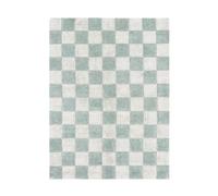 Lorena Canals Alfombra de cuadros verde salvia y beige, 120 x 160 cm