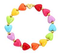 Lorenleya Pulseras de corazón con inicial para mujer, bonita pulsera con dije de letra A-Z, regalos de cumpleaños personalizados coloridos para mujer, One Size, Heishi, Sin piedra preciosa