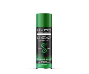 LORENTI Tokyo & SeoUL Color Hairspray Stunning Green - 150 ml - Spray de color para el pelo para disfraces y maquillaje para carnaval, Halloween y fiestas temáticas - Color de pelo lavable - Color