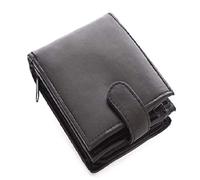 Lorenz Cartera de Cuero Suave con Bloqueo RFID para Hombre con Compartimento Trasero con Cremallera, 11 cm x 9,5 cm x 1,5 cm, Black, Talla única, Monederos