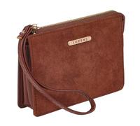 Lorenz Cartera RFID de gamuza sintética para mujer, cartera con cremallera alrededor y correa de muñeca desmontable, tarjetero y monedero, pulsera de noche para mujer, 14,2 x 9,5 x 3 cm, Brown, Talla