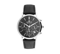 Lorenz Charleston 030273CC - Reloj clásico de cuarzo para hombre, cronógrafo, correa de piel negra