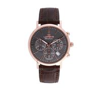 Lorenz Charleston 030273DD - Reloj clásico de cuarzo para hombre, cronógrafo, correa de piel marrón