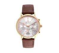 Lorenz Charleston 030273EE - Reloj clásico de cuarzo para hombre, cronógrafo, correa de piel marrón