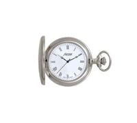 Lorenz Ciervo 030223AA - Reloj de bolsillo de cuerda manual de acero inoxidable - Esfera con números romanos - Incluye soporte para apoyo y cadena de acero