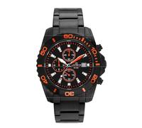 Lorenz - Cronógrafo deportivo de cuarzo 026117ON - Reloj con correa de acero IP Black - Box set con correa de goma de repuesto - Sumergible hasta 100 metros