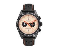 Lorenz Granpremio 030251EE - Cronógrafo para hombre con caja de acero con acabados en ip gun y correa de piel italiana de color negro sub 100 metros, multicolor, Moderno