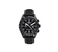 Lorenz Granpremio 030251FF - Reloj cronógrafo para hombre con caja de acero con acabado en IP Gun y correa de piel italiana de color negro sub 100 metros, Negro , Clásico