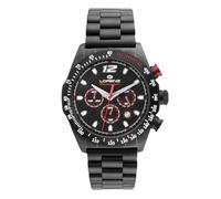 Lorenz Granpremio 030266AA - Reloj deportivo para hombre - Reloj cronógrafo de cuarzo - Reloj con correa de acero - Sub 100 metros, negro / rojo, Moderno