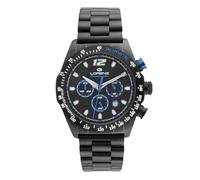 Lorenz Granpremio 030266BB - Reloj deportivo para hombre - Reloj cronógrafo de cuarzo - Reloj con correa de acero - Sub 100 metros, Negro y azul., Moderno