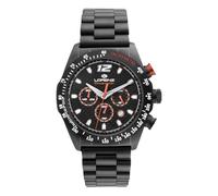 Lorenz Granpremio 030266CC - Reloj deportivo para hombre - Reloj cronógrafo de cuarzo - Reloj con correa de acero - Sub 100 metros, Negro/naranja., Moderno