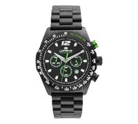 Lorenz Granpremio 030266DD - Reloj deportivo para hombre - Reloj cronógrafo de cuarzo - Reloj con correa de acero - Sub 100 metros, negro/verde, Moderno