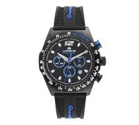 Lorenz Granpremio 030267BB - Reloj deportivo para hombre - Reloj cronógrafo de cuarzo - Reloj con correa de goma - Sub 100 metros, Negro y azul., Moderno