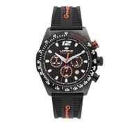 Lorenz Granpremio 030267CC - Reloj deportivo para hombre - Reloj cronógrafo de cuarzo - Reloj con correa de goma - Sub 100 metros, Negro/naranja., Moderno