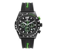 Lorenz Granpremio 030267DD - Reloj deportivo para hombre - Reloj cronógrafo de cuarzo - Reloj con correa de goma - Sub 100 metros, negro/verde, Moderno