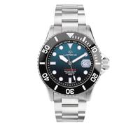 Lorenz Hydro-Sub 090011GG - Reloj suizo automático para hombre con correa de acero inoxidable y 500 metros de profundidad (sumergible a 500 metros), plateado, Moderno