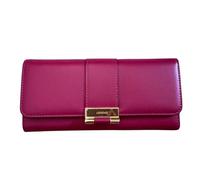 Lorenz Monedero Matinee para mujer, piel sintética de grano de búfalo con ranuras para tarjetas, ventana de identificación y sección para monedas, magenta, One Size, Clásico