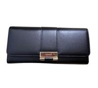 Lorenz Monedero Matinee para mujer, piel sintética de grano de búfalo con ranuras para tarjetas, ventana de identificación y sección para monedas, Black, One Size, Clásico
