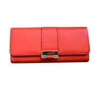 Lorenz Monedero Matinee para mujer, piel sintética de grano de búfalo con ranuras para tarjetas, ventana de identificación y sección para monedas, Orange, One Size, Clásico