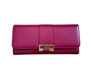 Lorenz Monedero Matinee para mujer, piel sintética de grano de búfalo con ranuras para tarjetas, ventana de identificación y sección para monedas, magenta, One Size, Clásico
