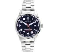 Lorenz Montenapoleone Pilot 090004HH - Reloj clásico de hombre de cuarzo suizo - Reloj con caja y correa de acero - Caja con correa de piel de regalo