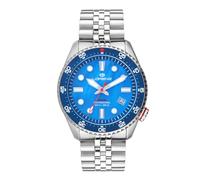 Lorenz - Reloj deportivo automático para hombre - Modelo Shark V 030255MP - Reloj con correa de acero sumergible profesional hasta 200 metros - Caja con correa de goma de repuesto, turquesa, Moderno