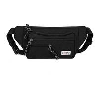 Lorenz Riñonera unisex con 3 cremalleras para viajes, festivales, paseadores de perros, senderismo, correr, uso diario, Black, Clásico