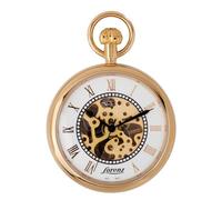 Lorenz Squelette 030277BB - Reloj de bolsillo mecánico de cuerda manual - Esfera con números arábigos y movimiento a la vista - Incluye soporte para apoyo y cadena de acero