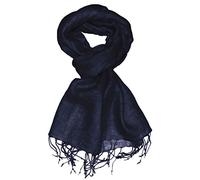 Lorenzo Cana - Bufanda de lino para hombre 100% lino 70 cm x 180 cm tela de fibra natural azul 9326111, Azul marino oscuro, 80 x 190 cm