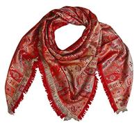 Lorenzo Cana XL - Estola de seda de lujo tejida, 100% seda, estampado de cachemira, Pashmina, pañuelo de seda, color rojo, 120 cm x 120 cm Rottöne-rot-pink Talla única