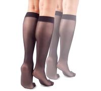 LORES Basic Calcetines Altos hasta la Rodilla para Mujer 15 DEN High Pop Mate Medias Semitransparentes 2 Pares Natalie, Altoa única