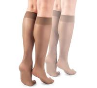 LORES Basic - Calcetines altos hasta la rodilla para mujer, 15 DEN, mate, semitransparentes, 2 pares, Natalie, Altoa única