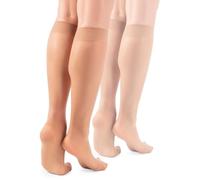 LORES Basic - Calcetines altos hasta la rodilla para mujer, 15 DEN, mate, semitransparentes, 2 pares, Natalie, Altoa única